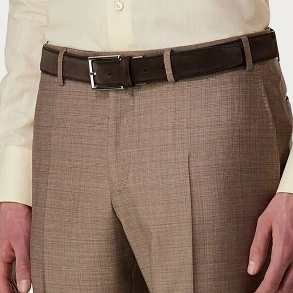 Canali Brown suede calfskin belt - Picture 1 of 8